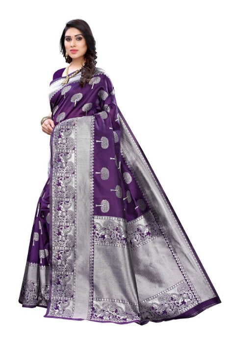 Vamika Banarasi Jacquard Weaving Purple Saree (AMEE PURPLE)
