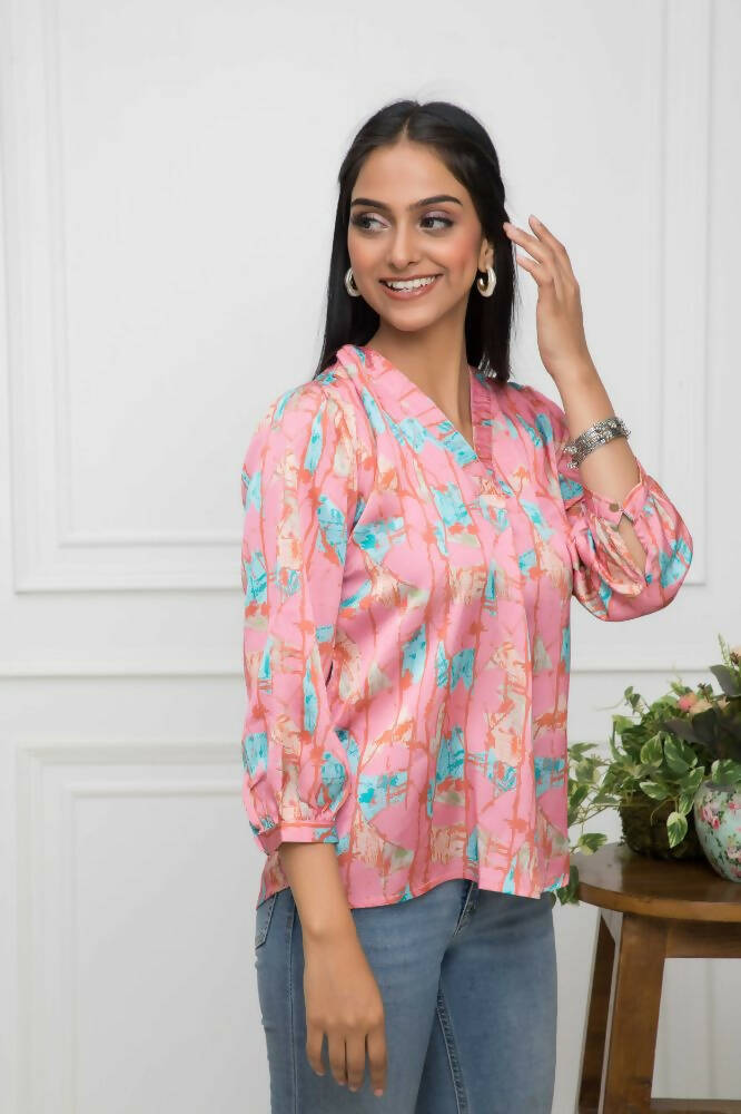 Myshka Women Multi-Floral V-Neck Regular Sleeves Polyester Top