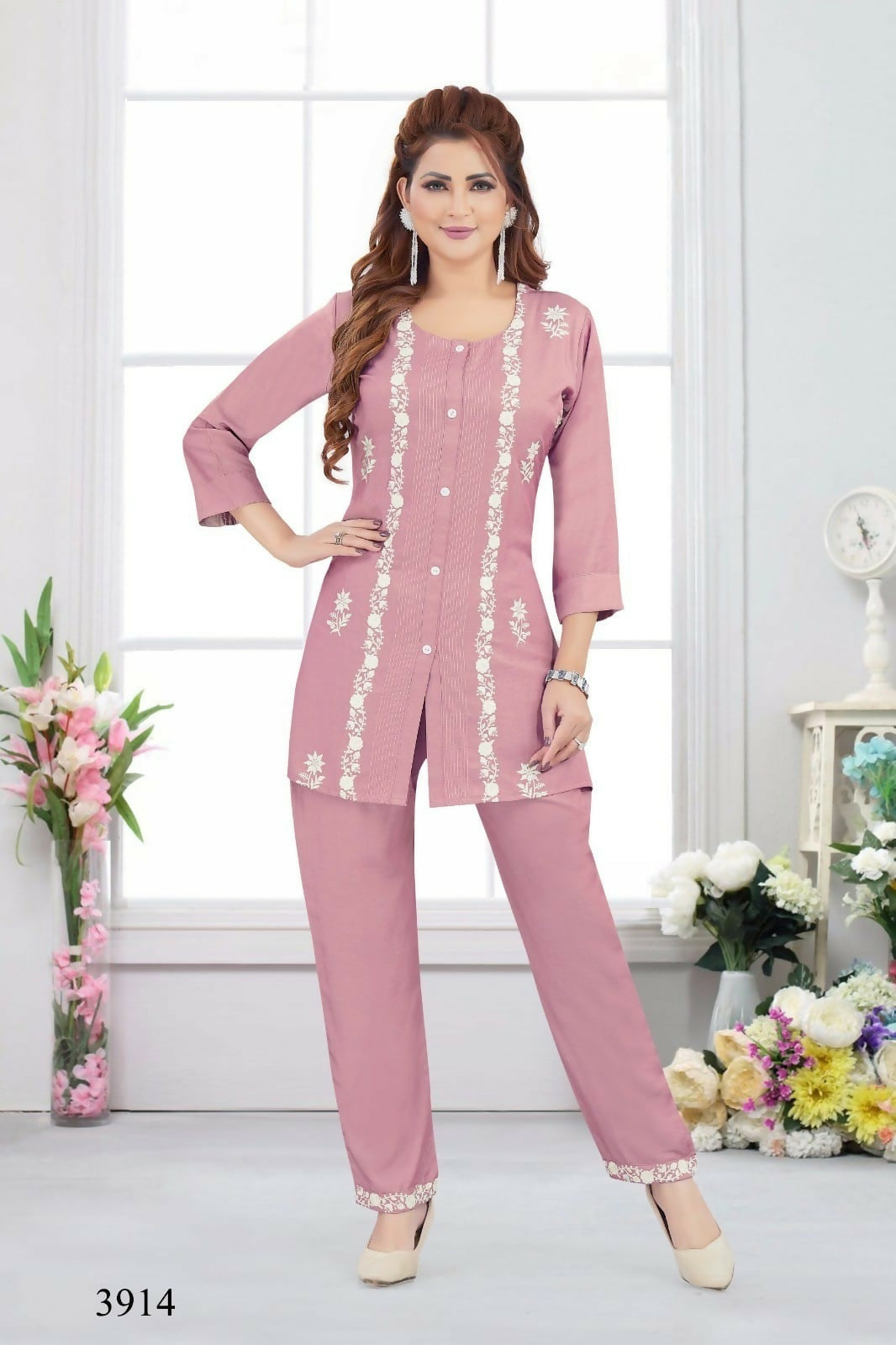 Joban Fashion Heavy Muslin Dusty Peach Color Kurta Set