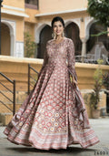Wedding Designer PaleMauve Soft Dola Silk Anarkali suit with Dupatta - Samanta