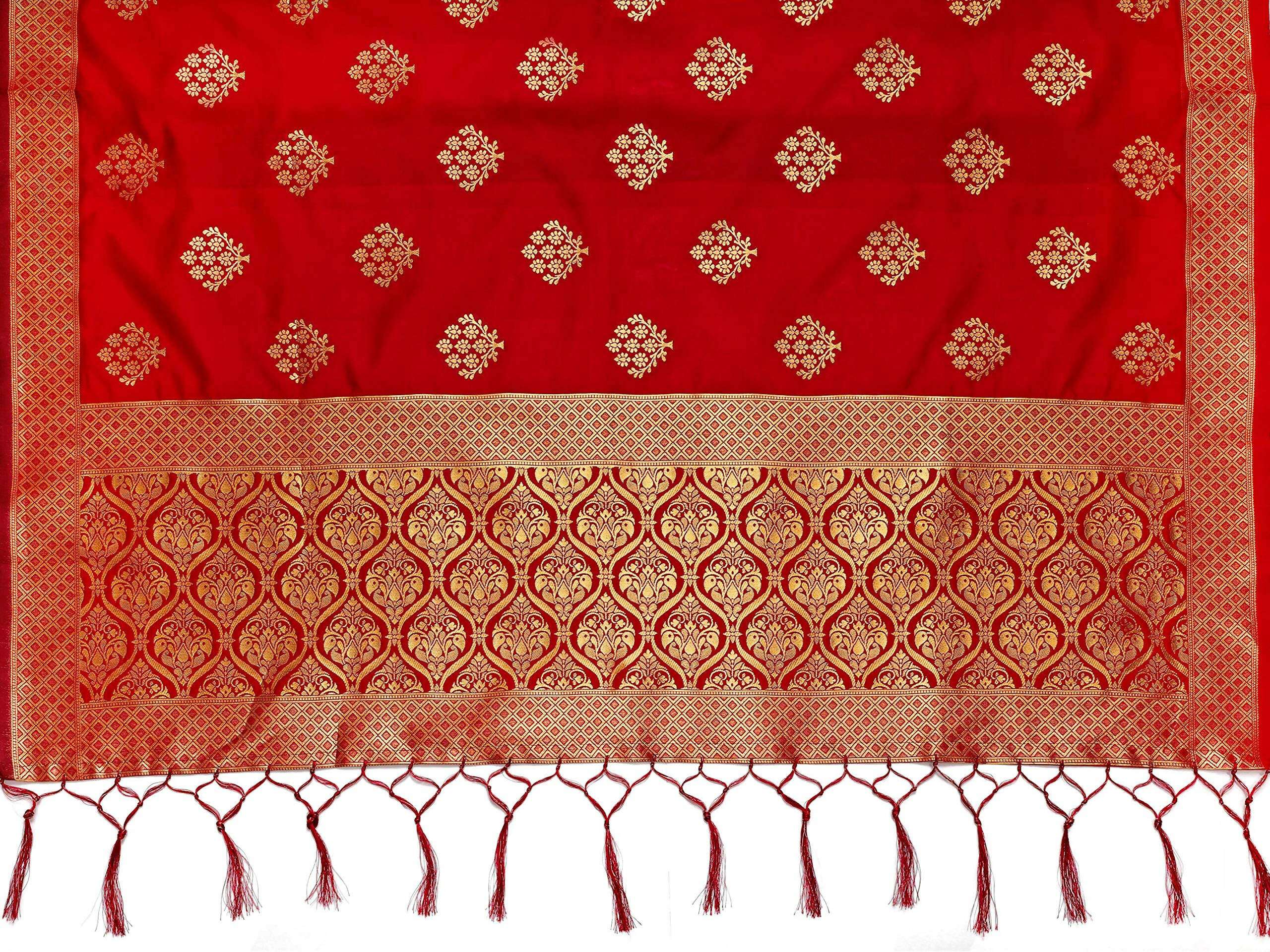 Mimosa Women's Banarasi Art Silk Floral Maroon Dupatta (Free Size)