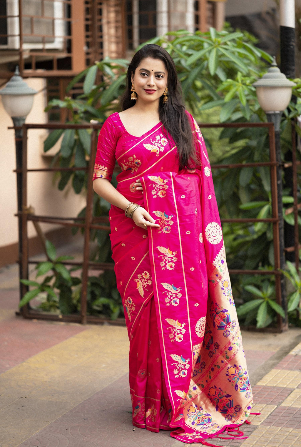 Rani Pure Silk Woven Design Saree with Unstitched Blouse - A2M