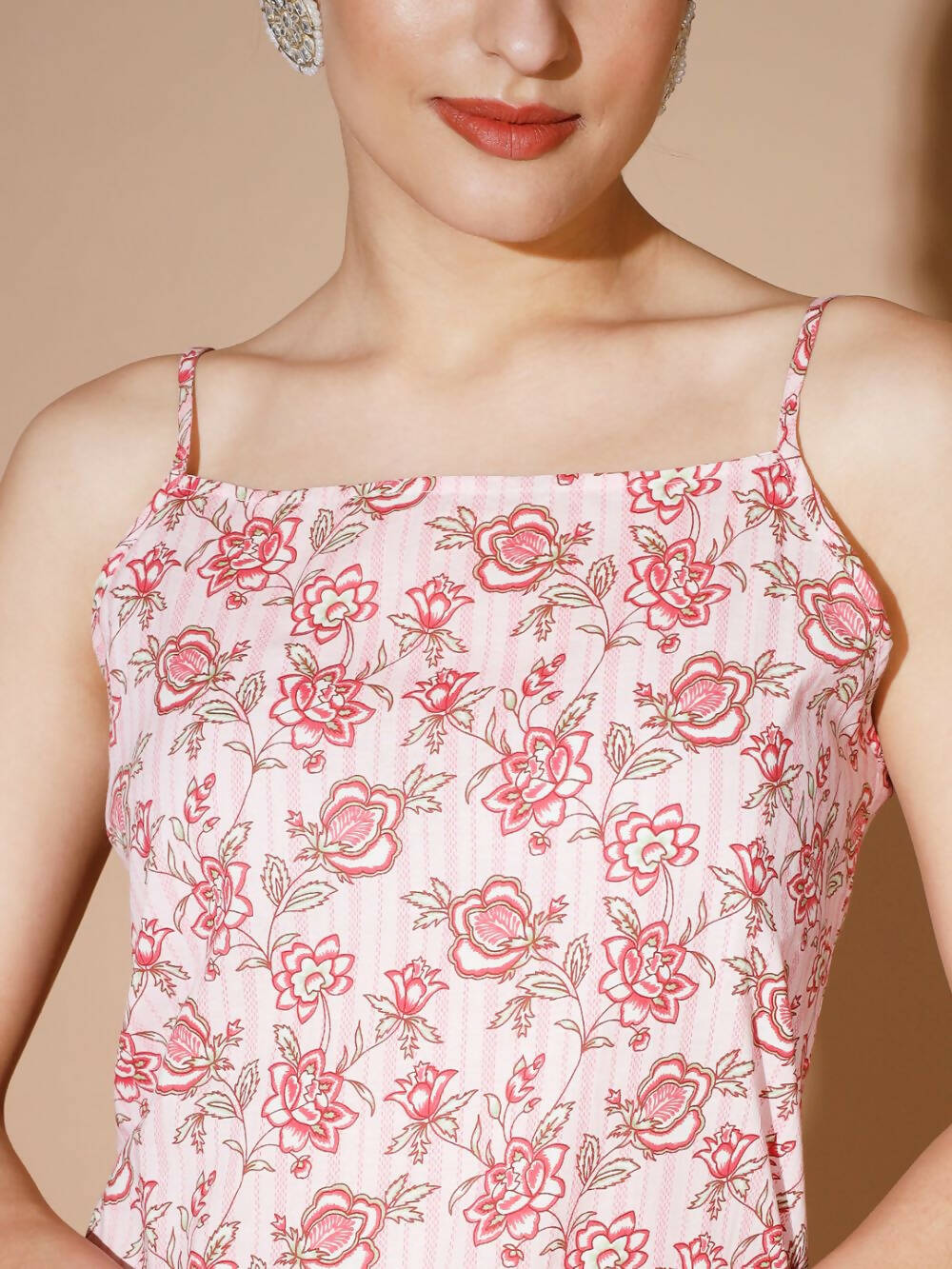 Myshka Women Pink Printed Kurta & Trousers