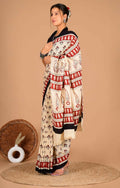 Exclusive Collection Off White Maroon Beautiful Mulmul Cotton Saree