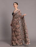 Suta Beige Black Pure Mul Cotton Printed Saree