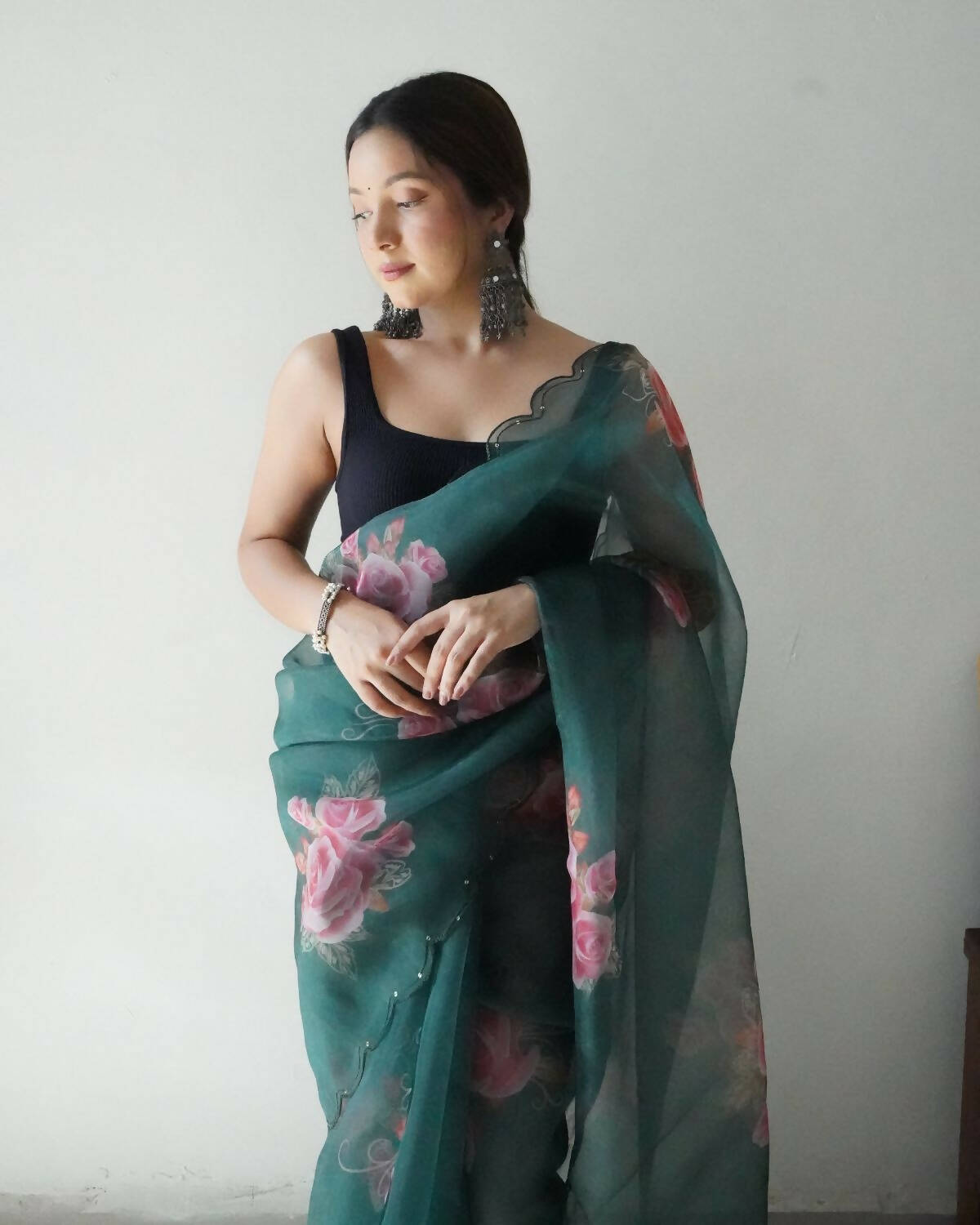 Vamsee Green Organza Saree