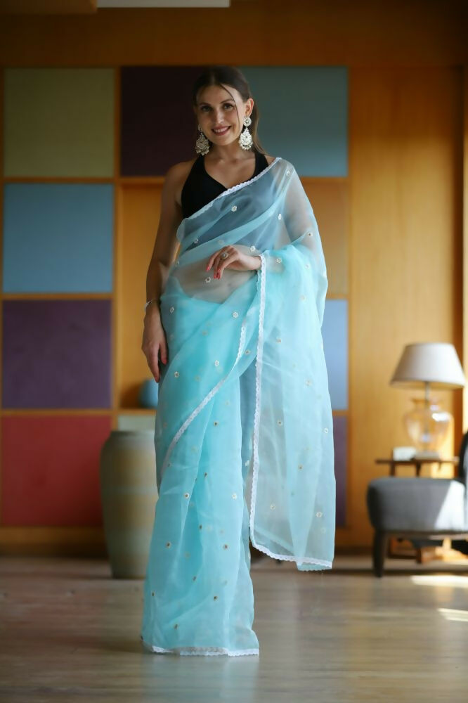 Vamsee Manbhari Sky Organza Saree