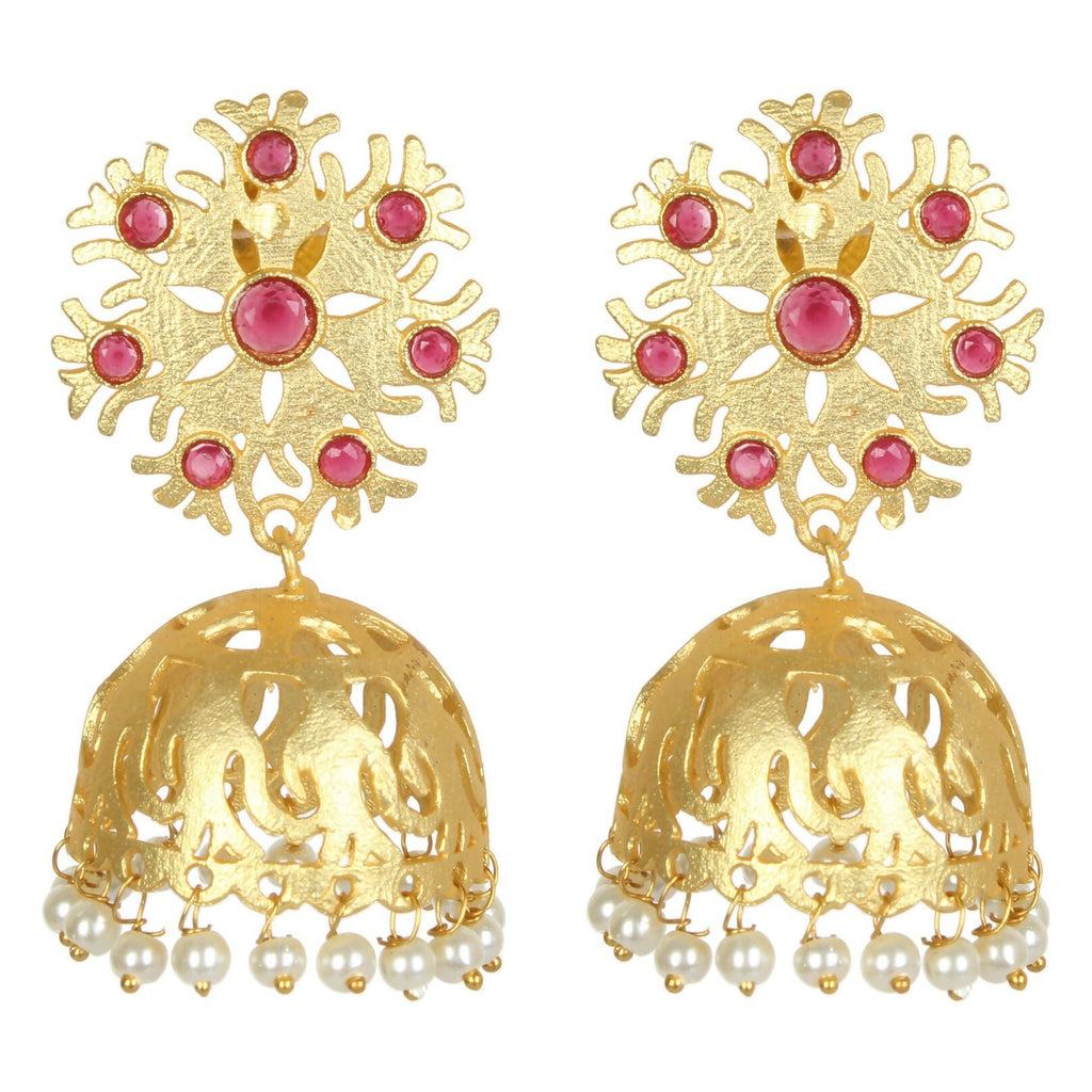 Joban Fashion Women Matte Gold Brass Jhumka