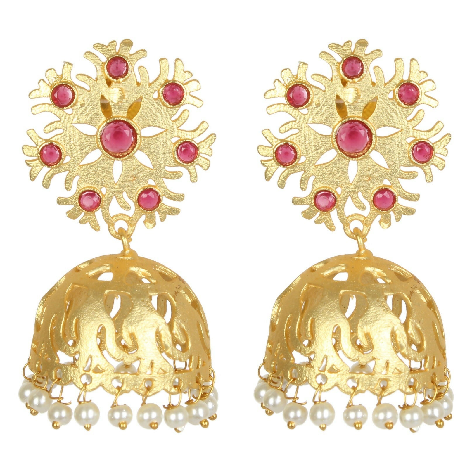 Joban Fashion Women Matte Gold Brass Jhumka