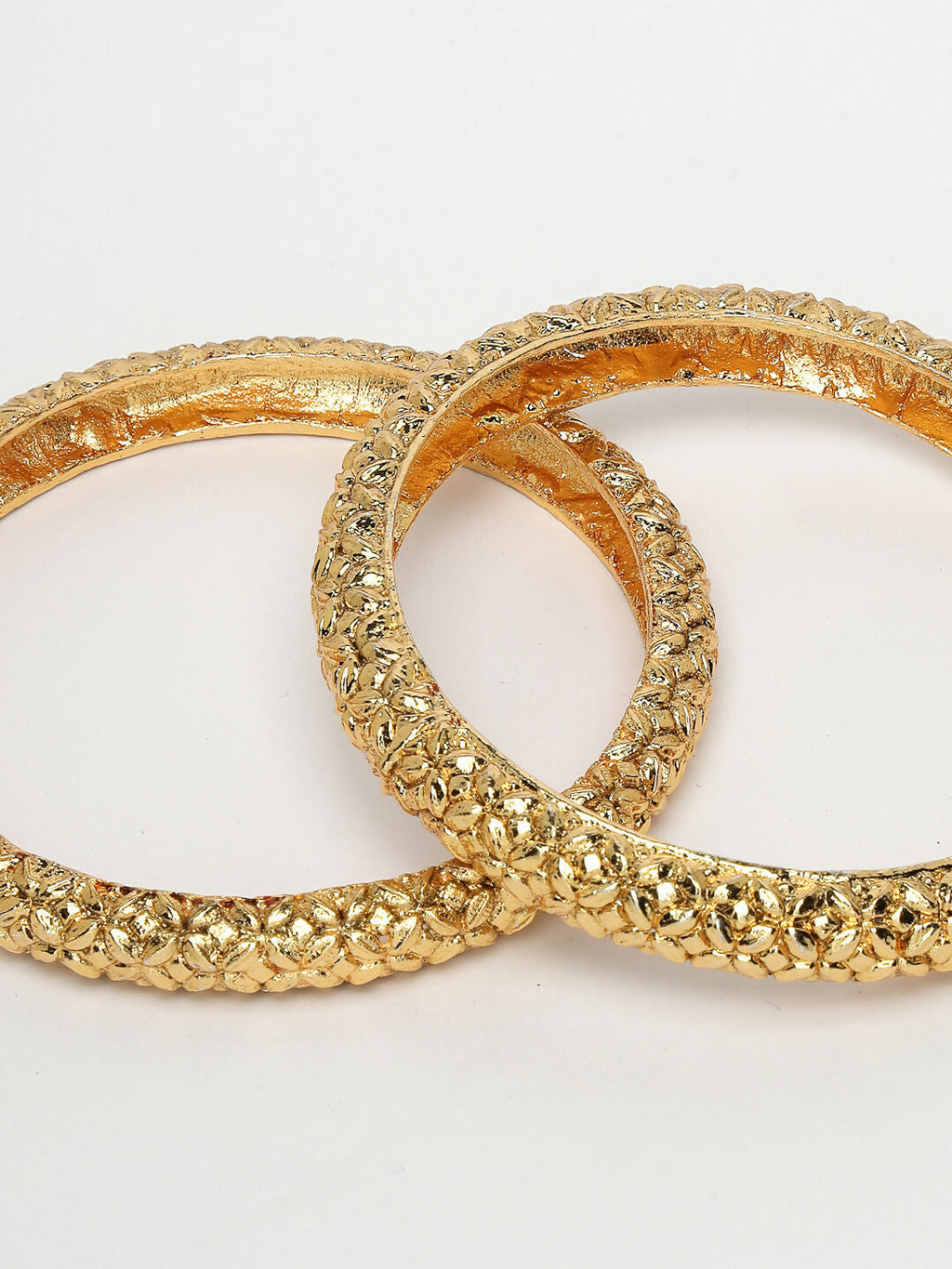 NVR Women's Set of 2 Gold-Polished Handcrafted Traditional Bangles