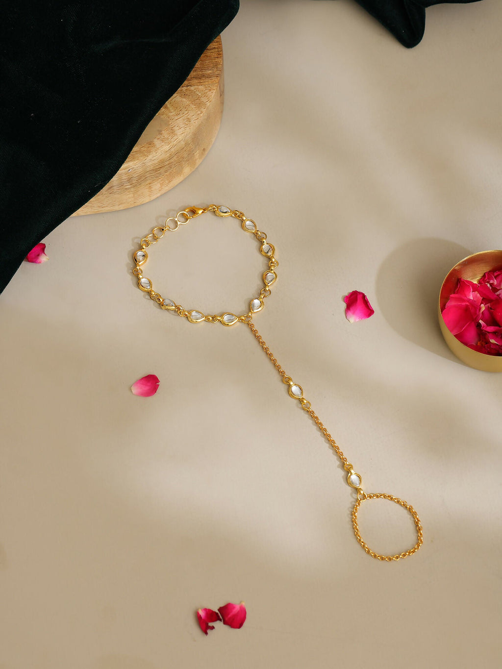 Ruby Raang Kundan & Gold Haath Phool
