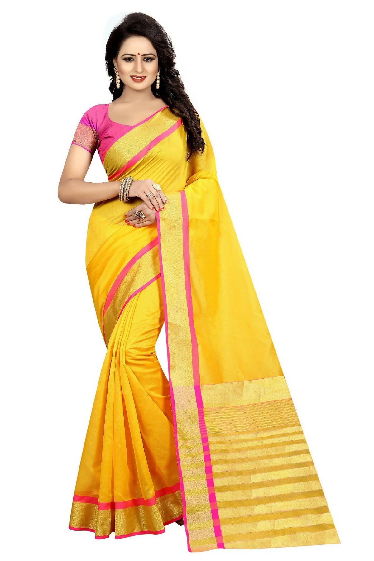 Vamika Yellow Cotton Silk Weaving Saree (Mastani Weaving Gold)