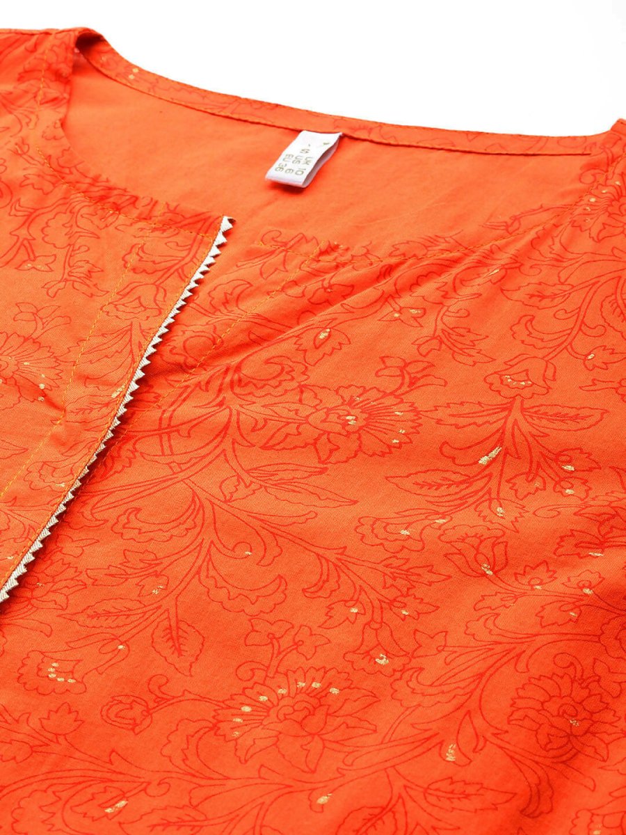 Ahalyaa Women's Traditional wear Kurta Set - Orange