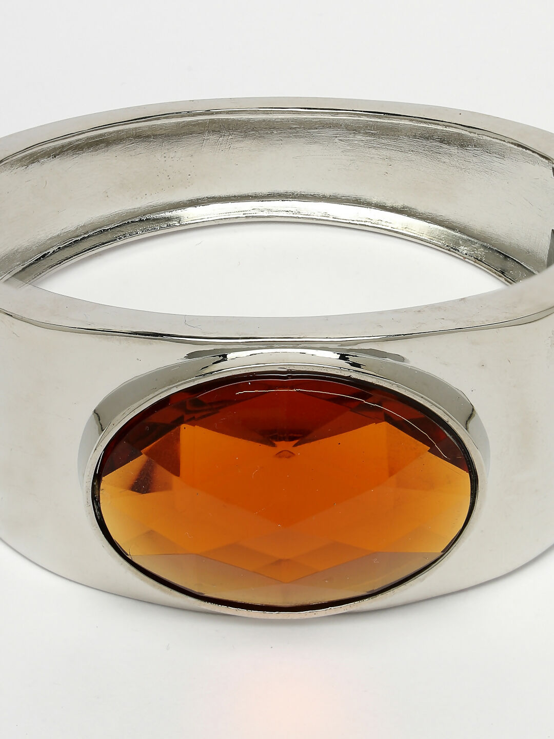 NVR Women Silver-Toned Topaz Rhodium-Plated Kada Bracelet