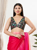 Joban Fashion Black Sequin Padded Blouse With V Neck Sleeveless