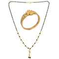AanyaCentric Gold-Polished Mangalsutra & Ring Set