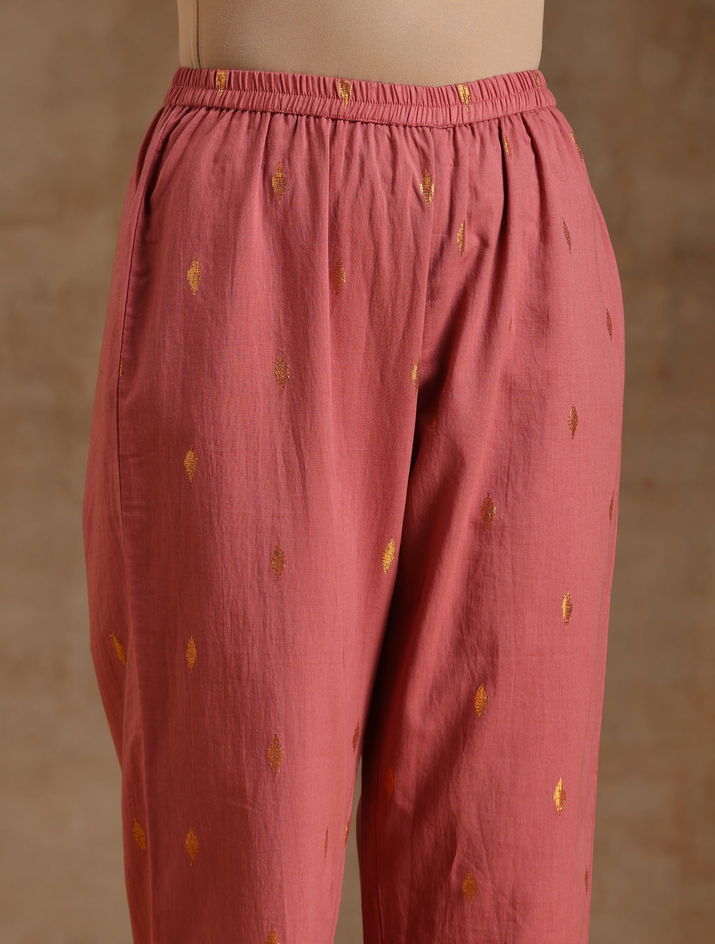 trueBrowns Blush Gold Cotton Angrakha Kurta Set
