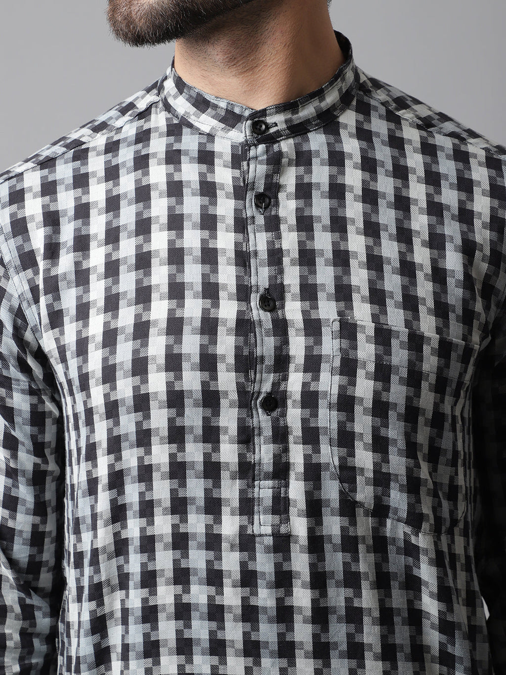 Even Apparels Multi Pure Cotton Kurta With Band Collar