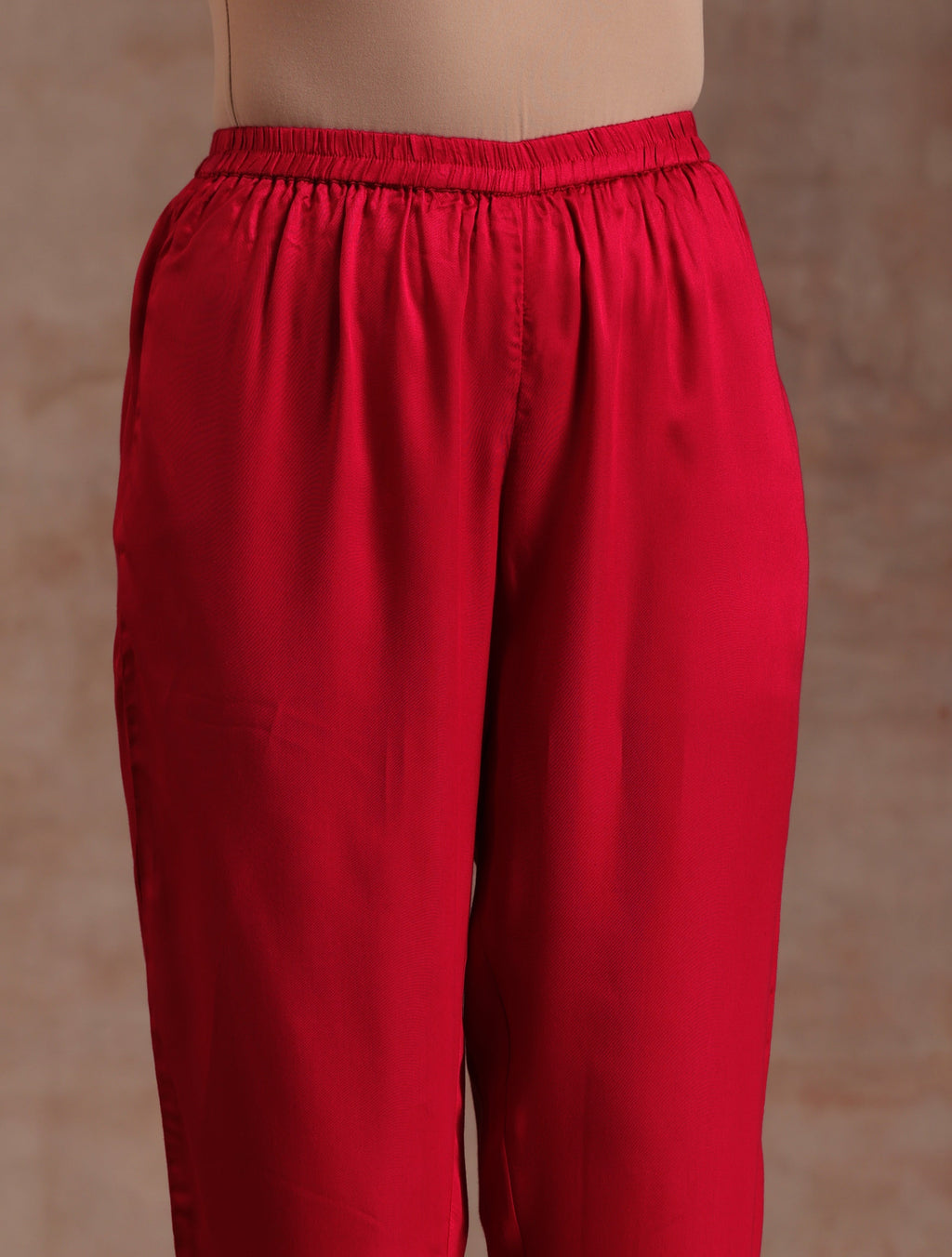 trueBrowns Red Modal Satin Oversized Round Co-Ord Set