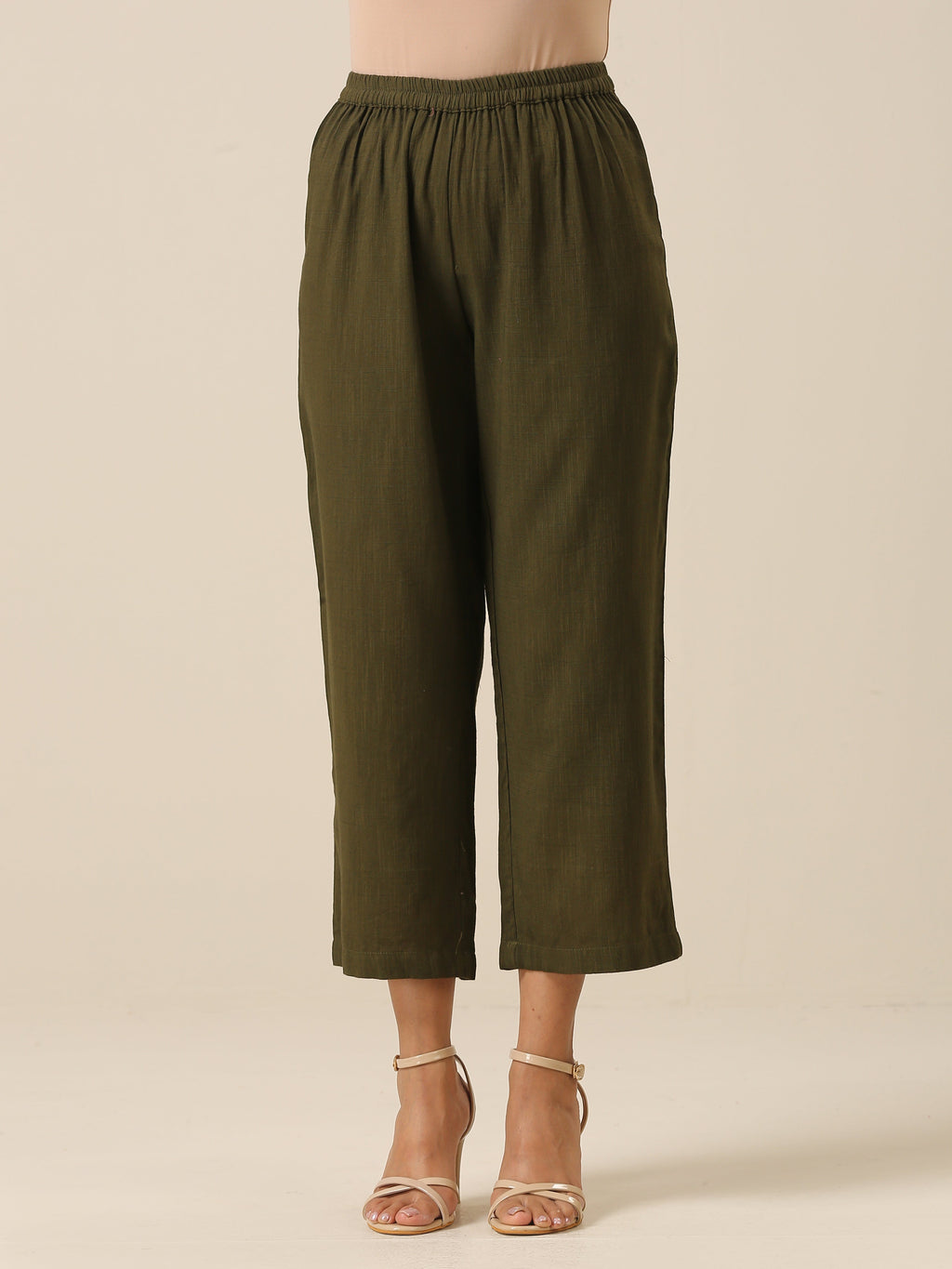 trueBrowns Olive Green Slub Texture Baggy Sleeve Co-Ord Set