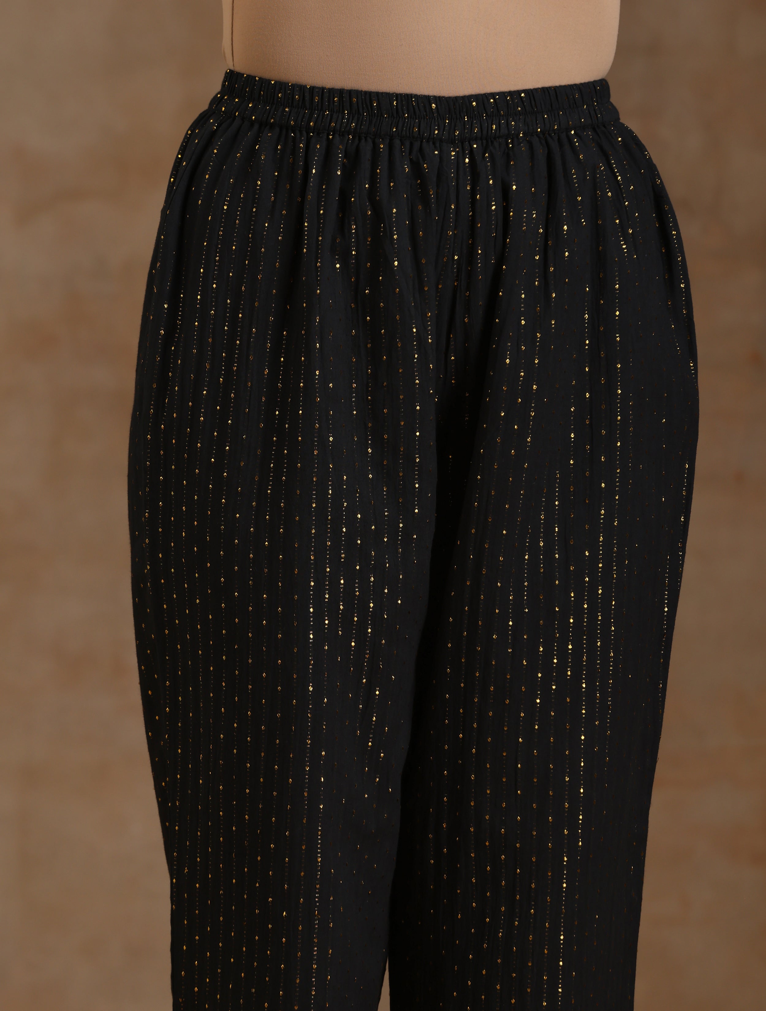 trueBrowns Black Gold Cotton Flared Co-Ord Set