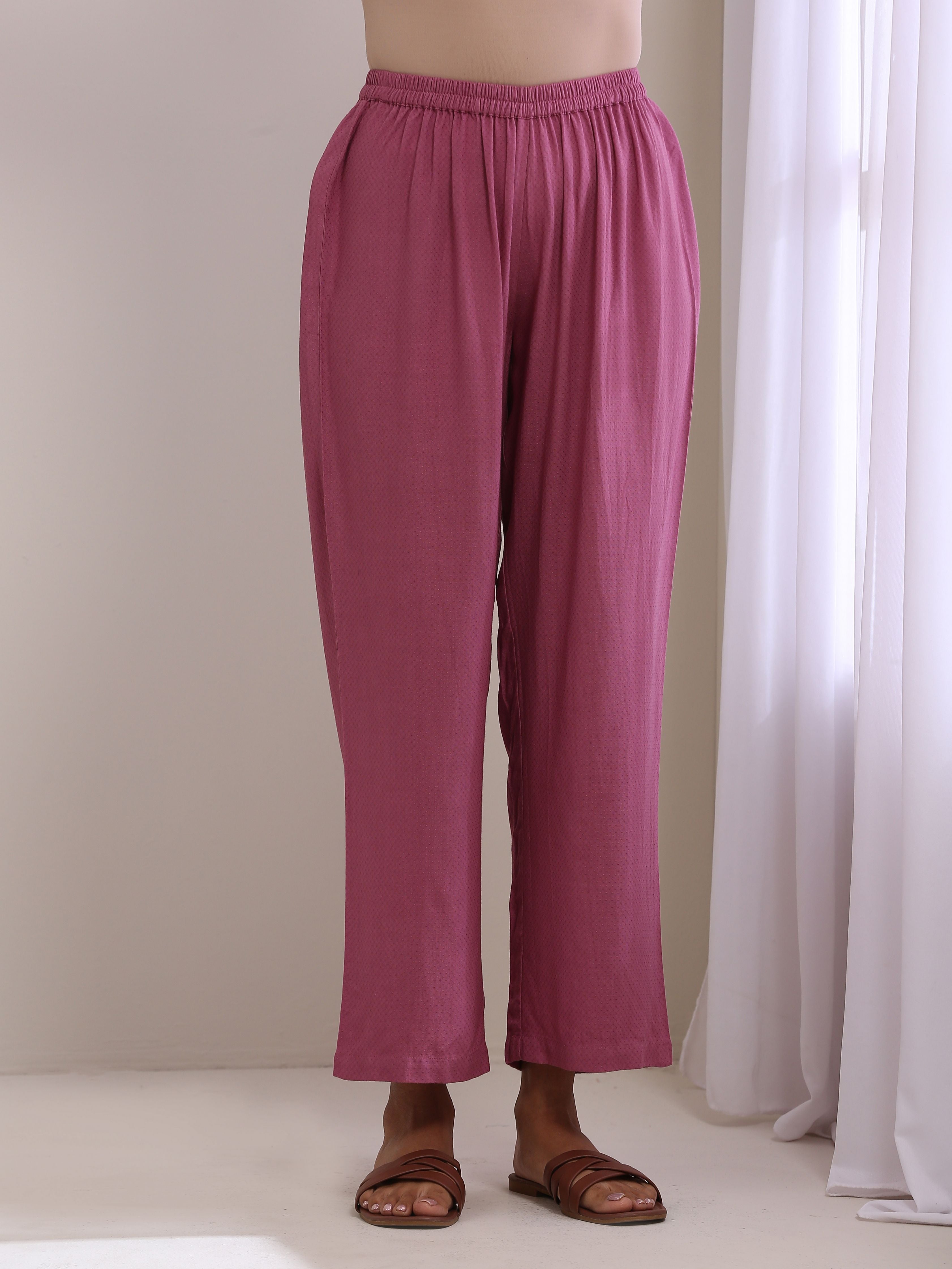 trueBrowns Onion Pink Dobby Sleeveless Short Co-Ord Set