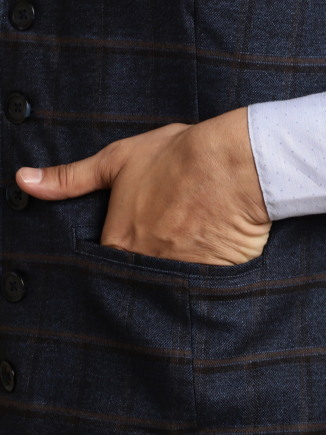 Even Apparels Men's Blue Waistcoat with Notched Lapel