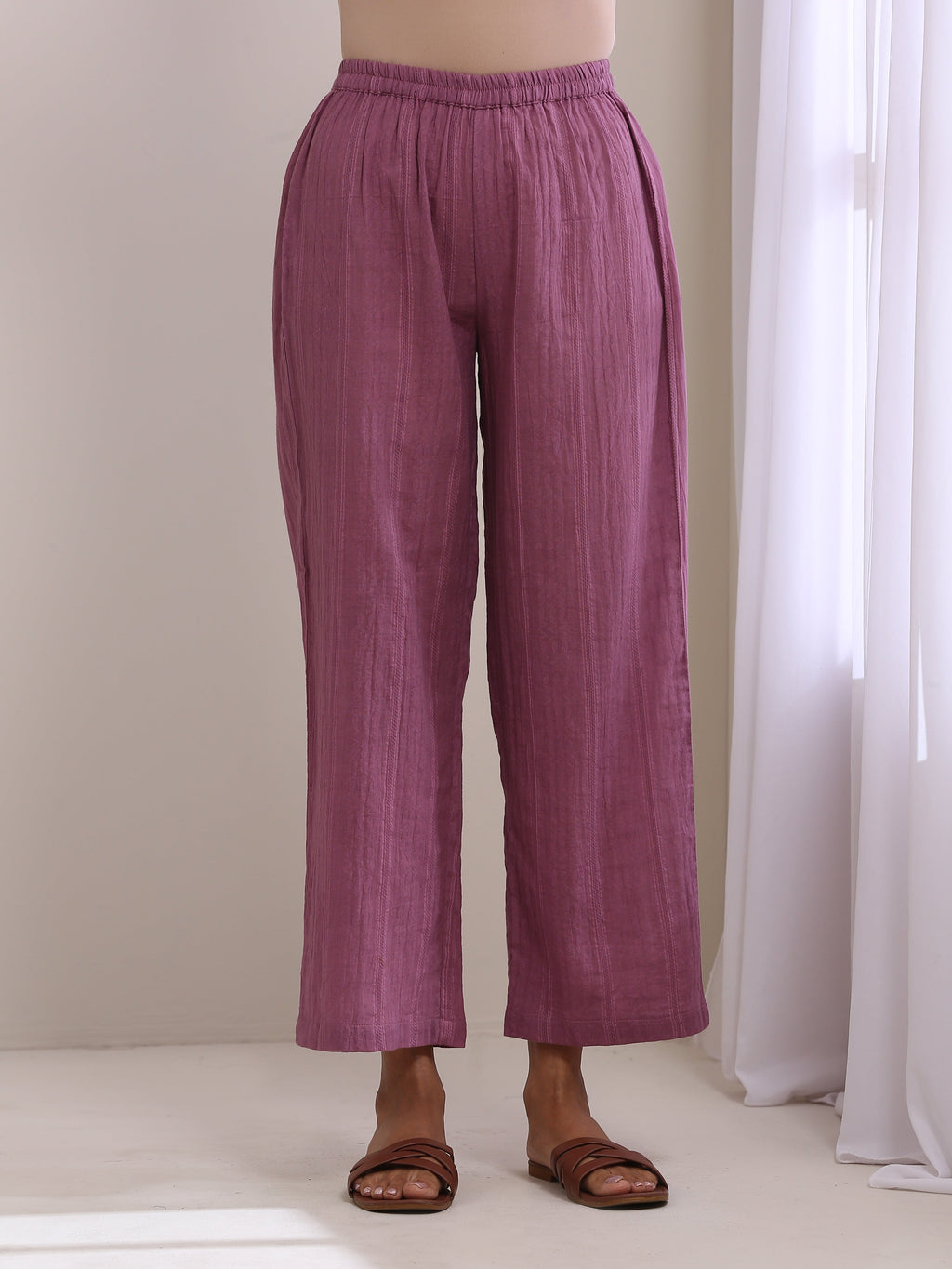 trueBrowns Onion Pink Dobby Angrakha Pant Set
