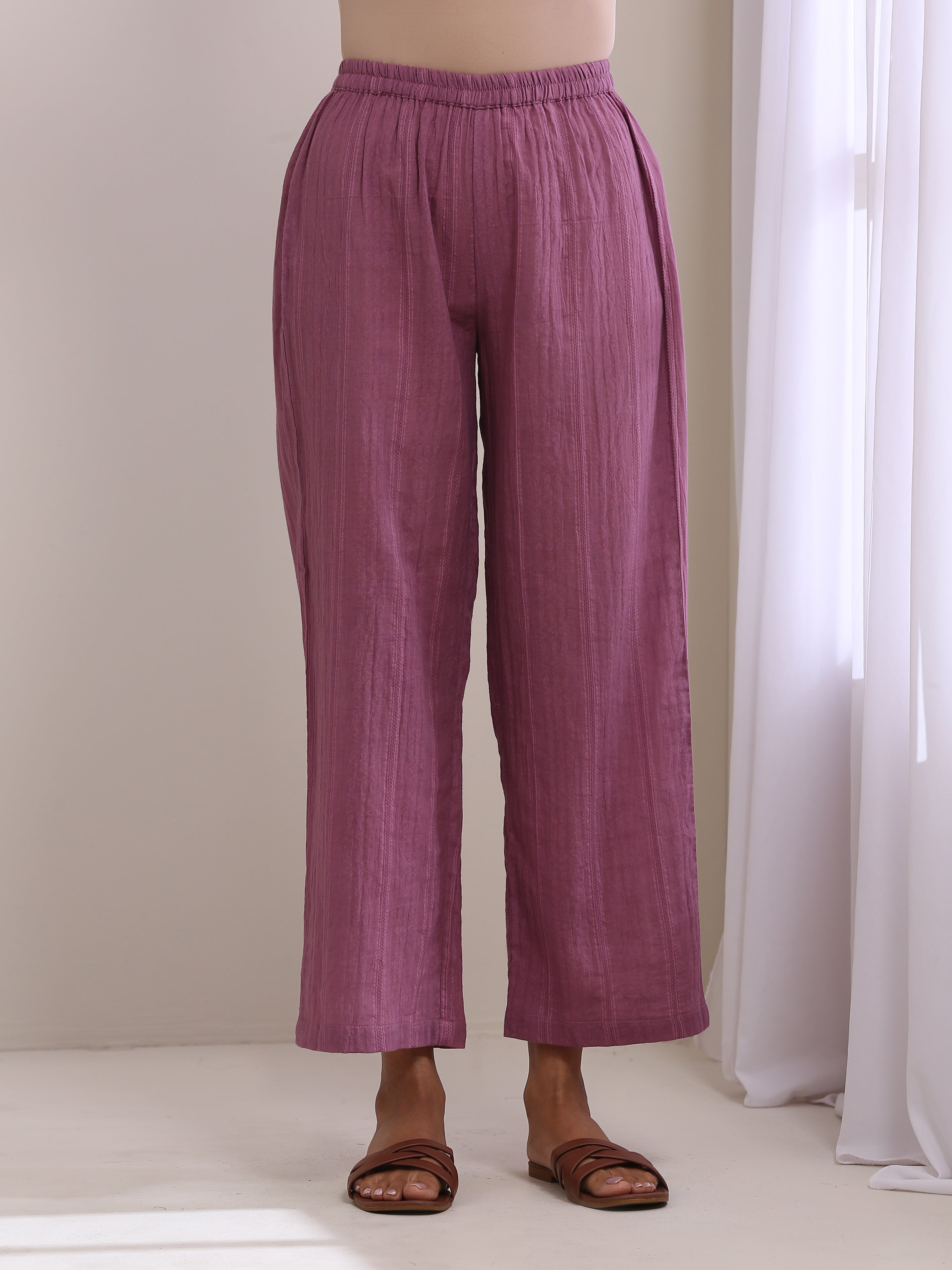 trueBrowns Onion Pink Dobby Angrakha Pant Set