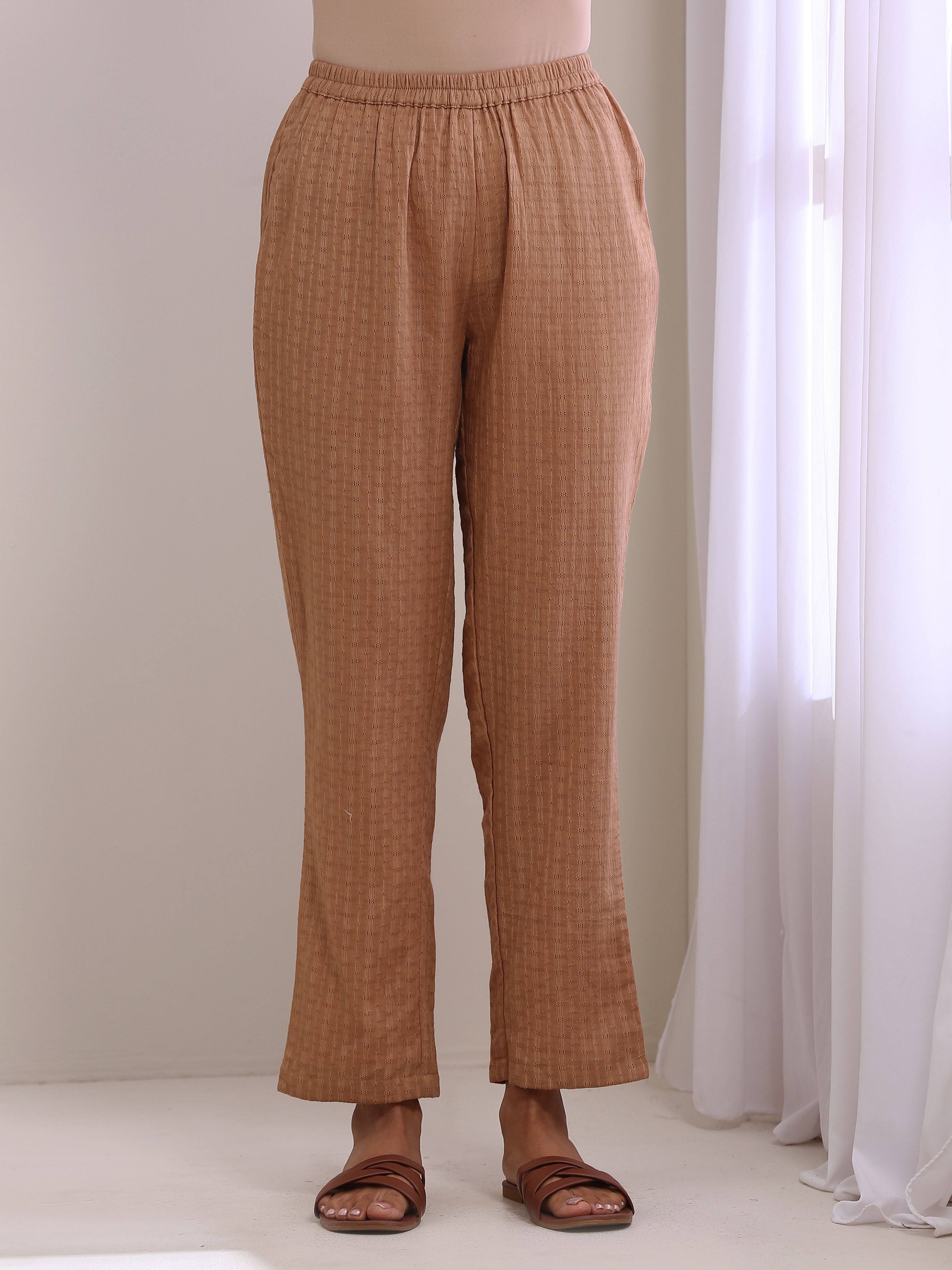 trueBrowns Beige Dobby Boxy Fit High-Low Co-Ord Set
