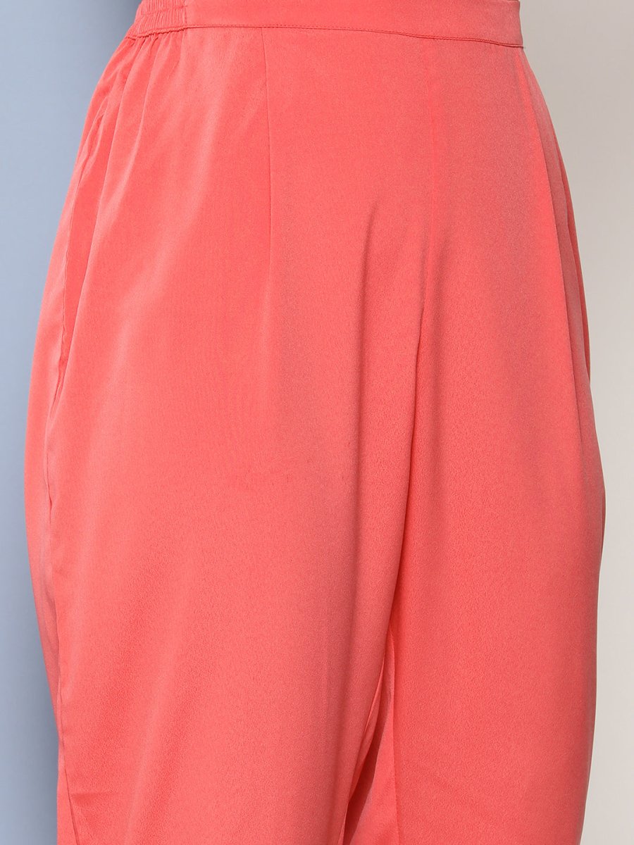 Ahalyaa Women Pink Floral Gotta Patti Kurta with Trousers
