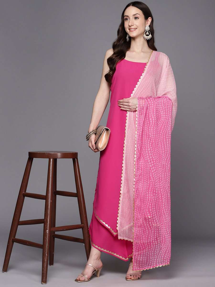 Ahalyaa Gotta Patti Kurta With Palazzos & Dupatta