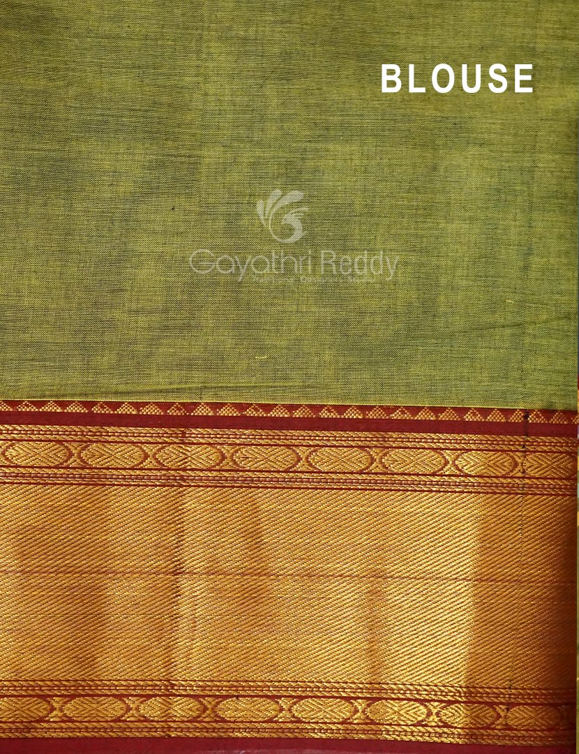 Kalanetha Green Leaf Coloured Pure Narayanpet Cotton Saree By Gayathri Reddy Designer Studio