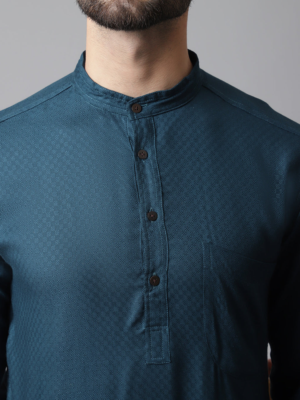 Even Apparels Green Kurta With Band Collar