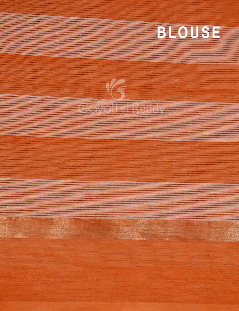 Cream And Orange Colored With Checks Pure Mangalgiri Cotton Saree By Gayathri Reddy Designer Studio