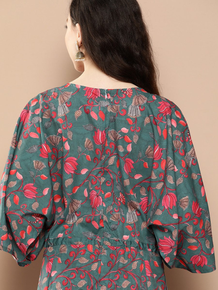 Ahalyaa Printed Basic Jumpsuit with Lace Inserts