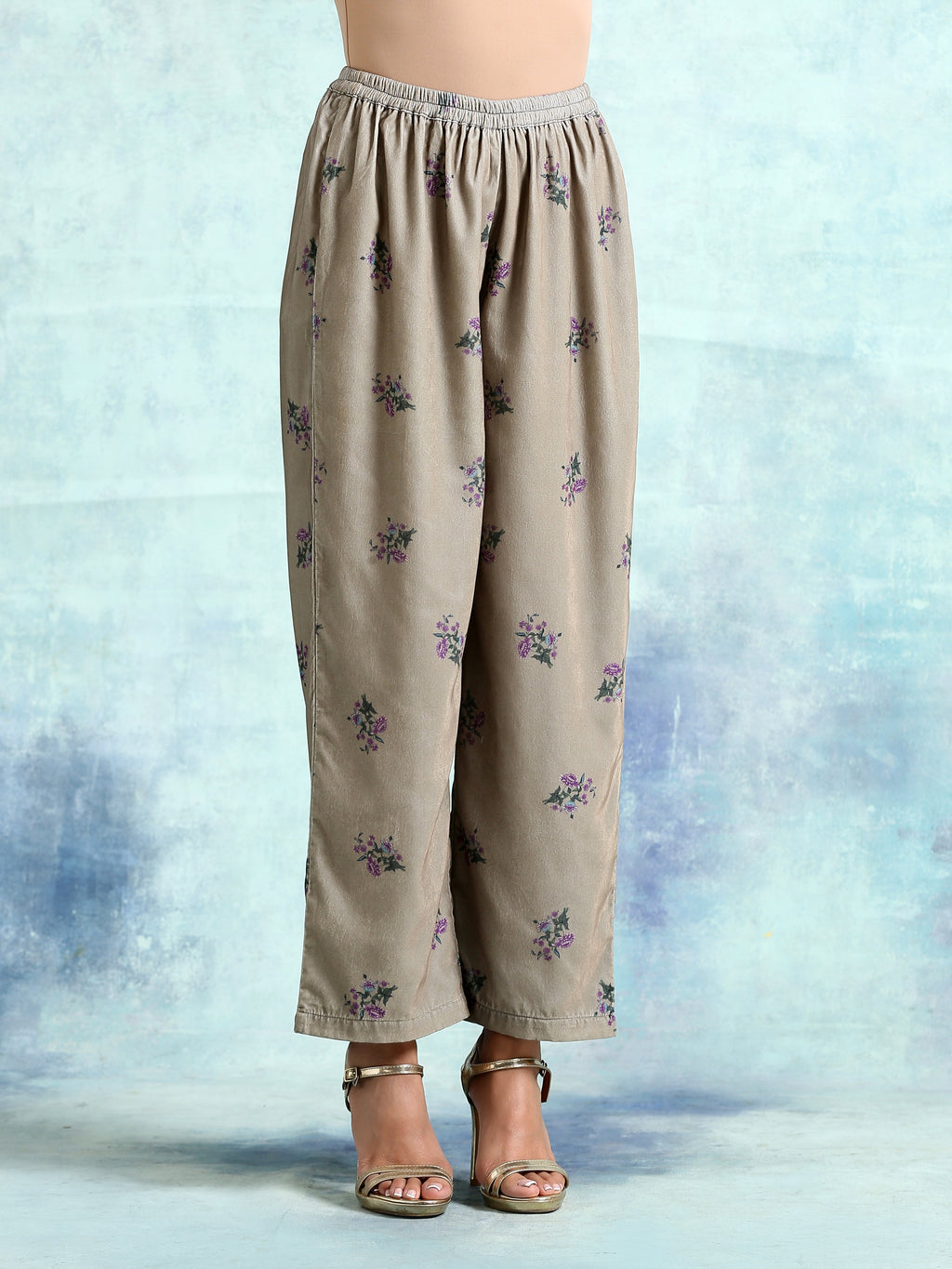 trueBrowns Sage Printed Velvet Co-Ord Set