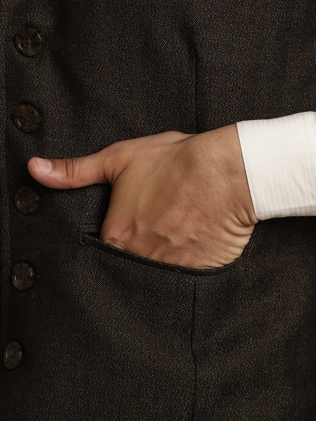 Even Apparels Men's Brown Wool Waistcoat with Notched Lapel