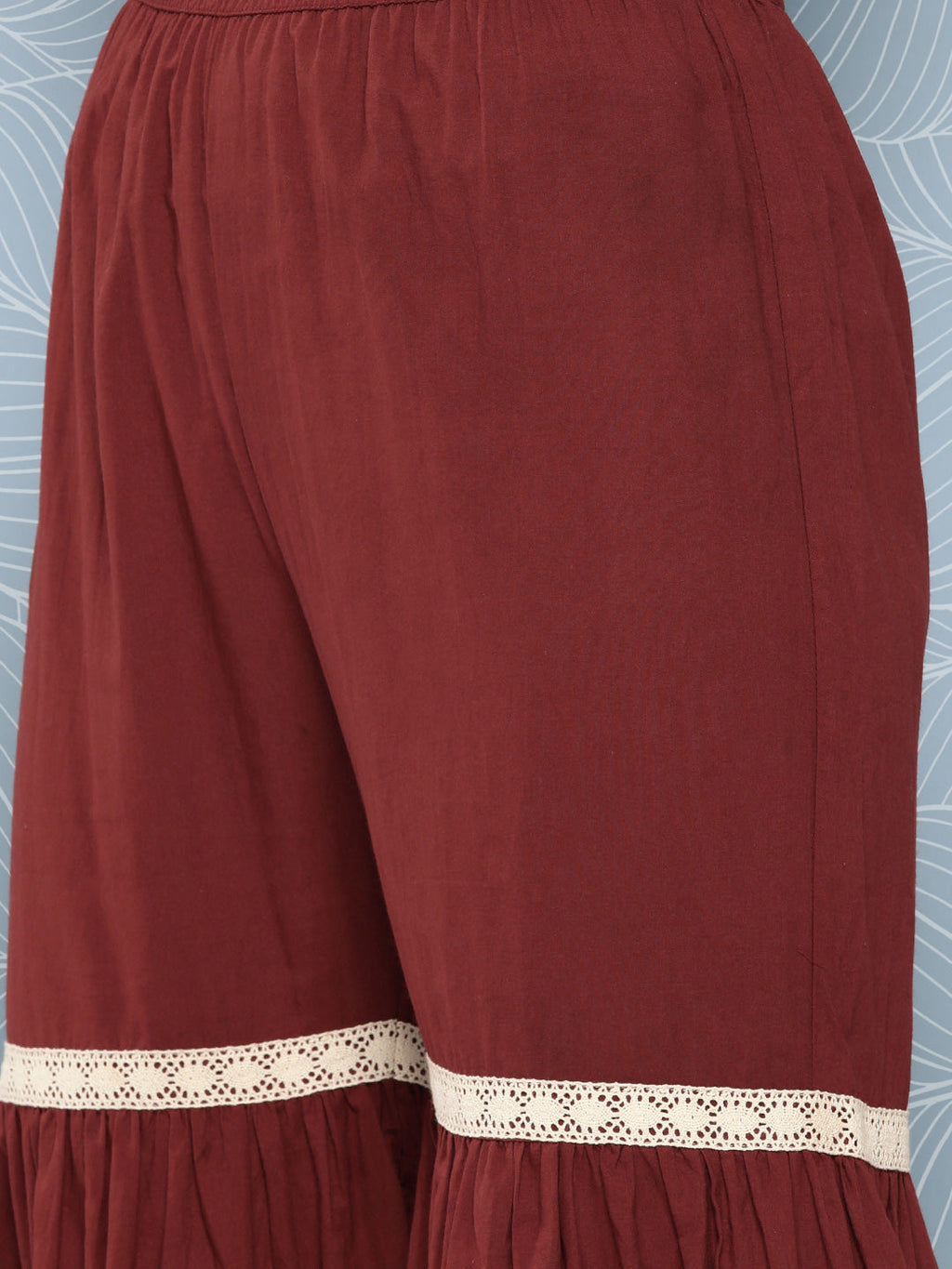 InWeave Women's Brick Rust Ajrakh Sharara Set With Dupatta