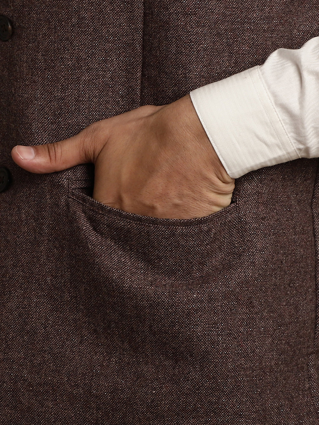 Even Apparels Men's Brown Mandarin Collar Waistcoat