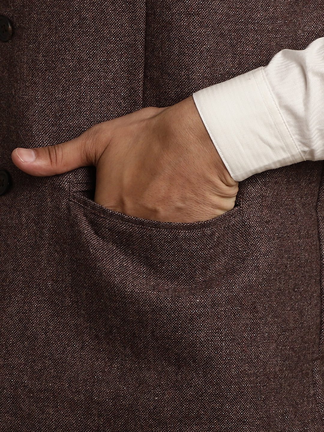 Even Apparels Men's Brown Mandarin Collar Waistcoat