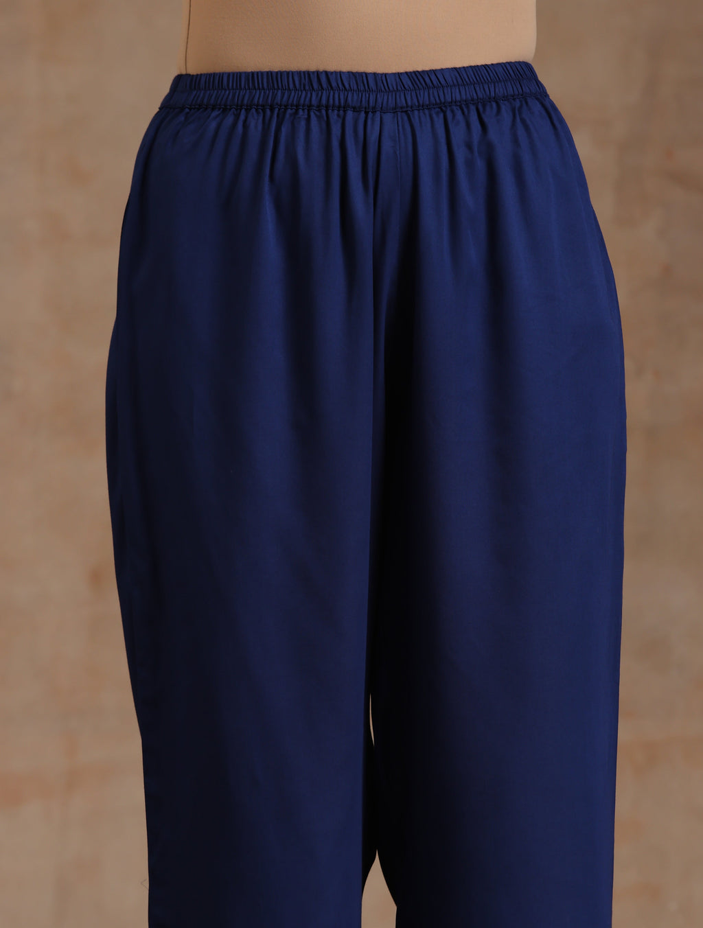 trueBrowns Midnight Blue Modal Satin Relax Kurta Set
