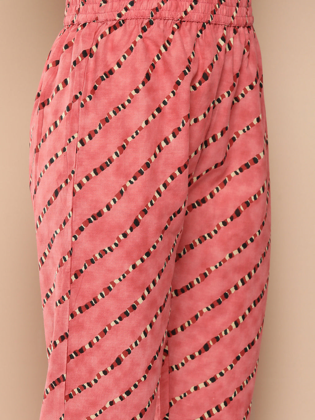 KSUT (House of Varanga) Green And Peach Floral Print Kaftan Trouser Set.