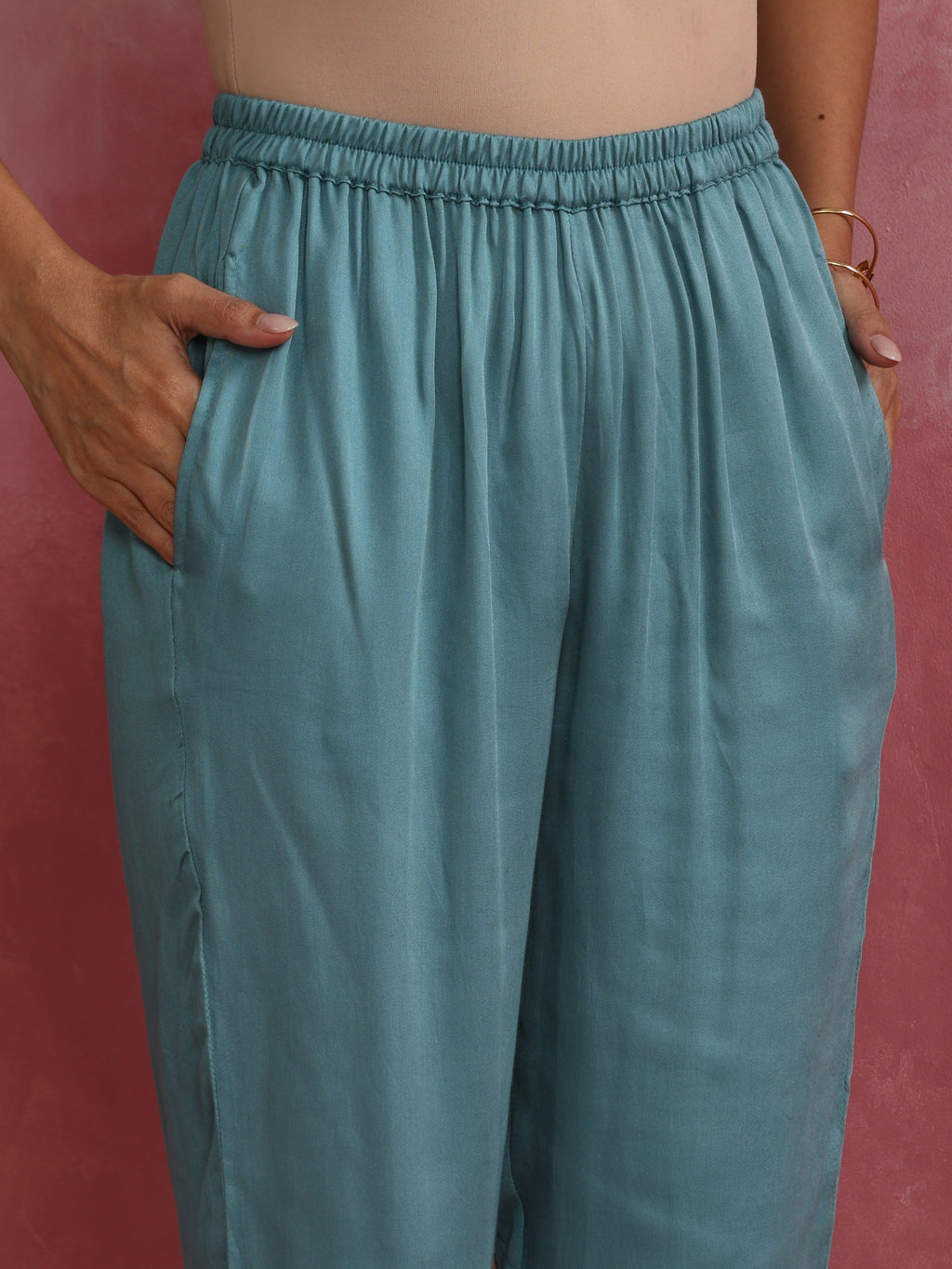 trueBrowns Light Blue Modal Straight Kurta Co-ord Set