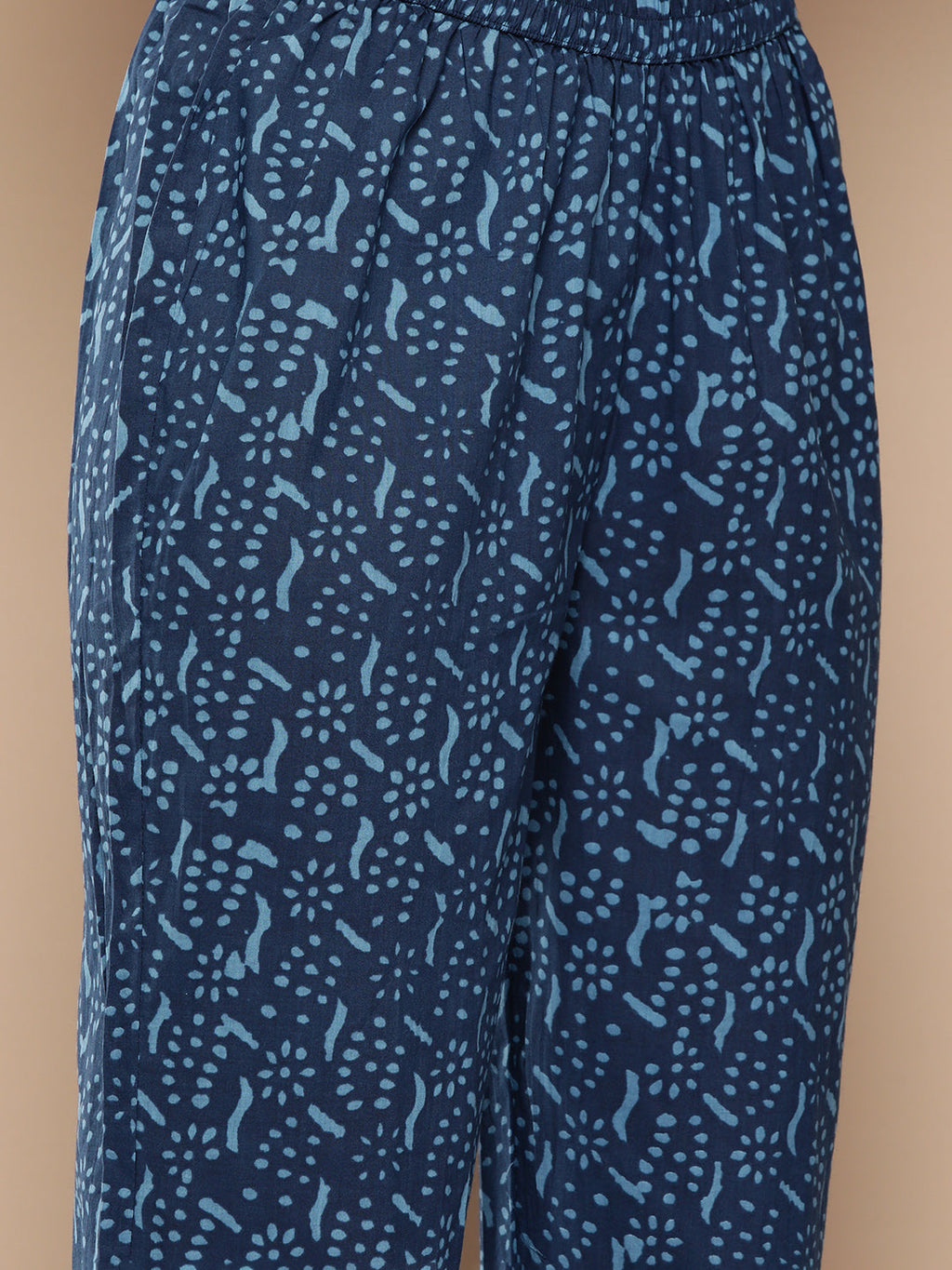 KSUT (House of Varanga) Blue And White Cotton Printed Yoke Design Kurta Paired With Printed Dupatta And Trouser