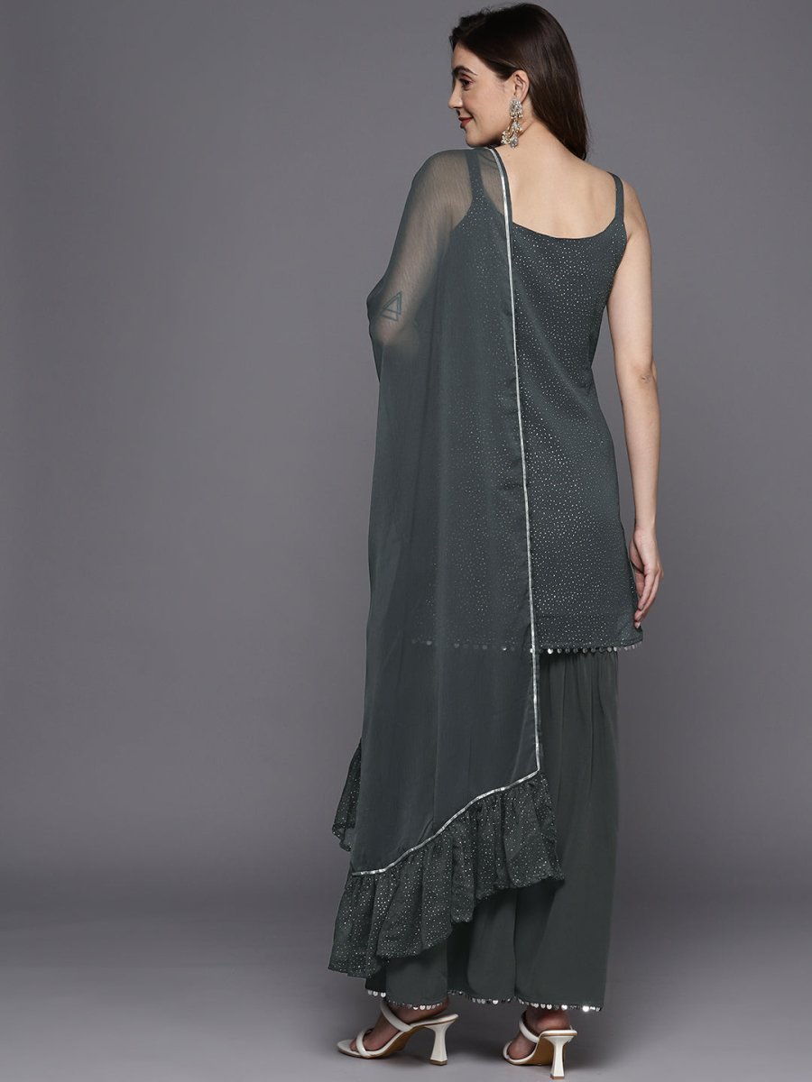 Ahalyaa Printed Regular Gotta Patti Kurti With Sharara & Dupatta