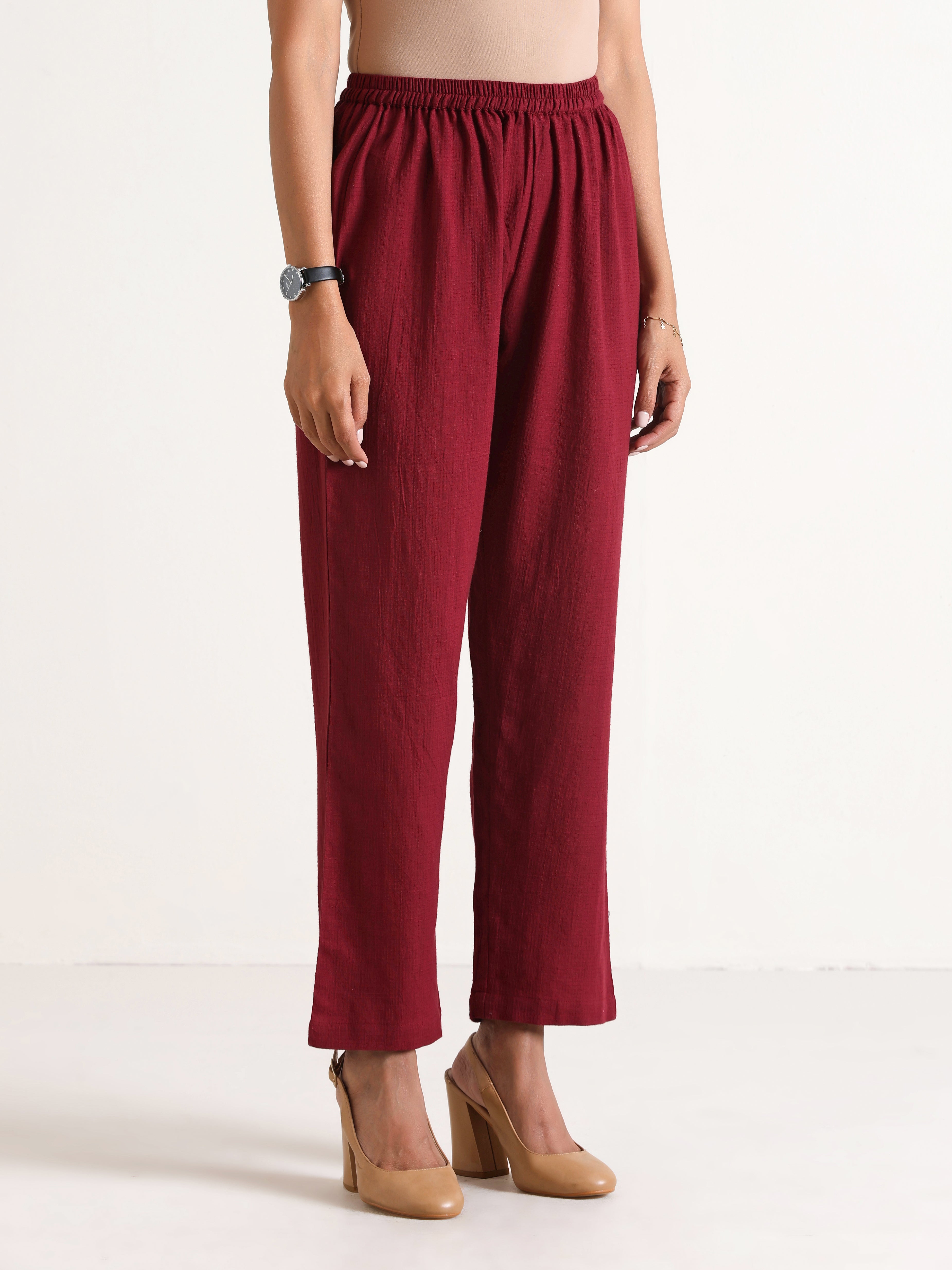trueBrowns Maroon Angrakha Kurta Set