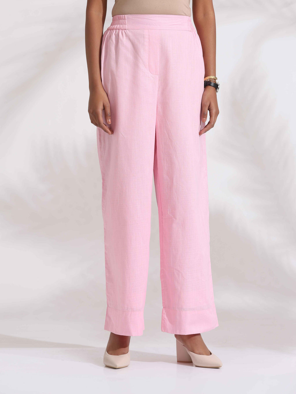 trueBrowns Pink Cotton Embroidered Kurta Set