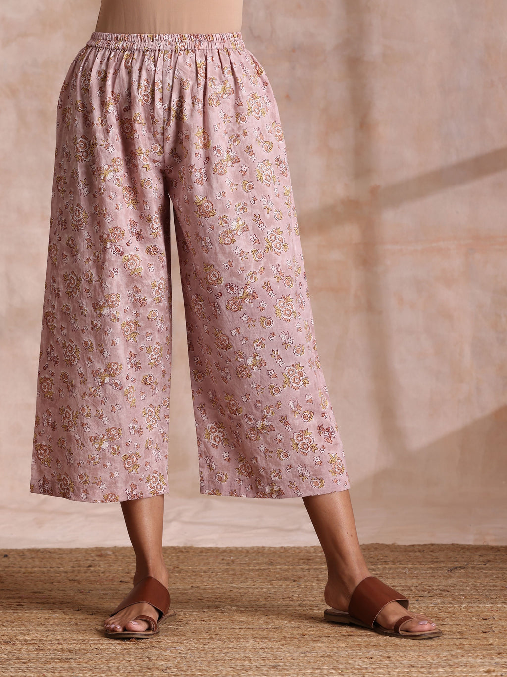 trueBrowns Grey Overall Floral Block Print Cotton High-Low Co-Ord Set