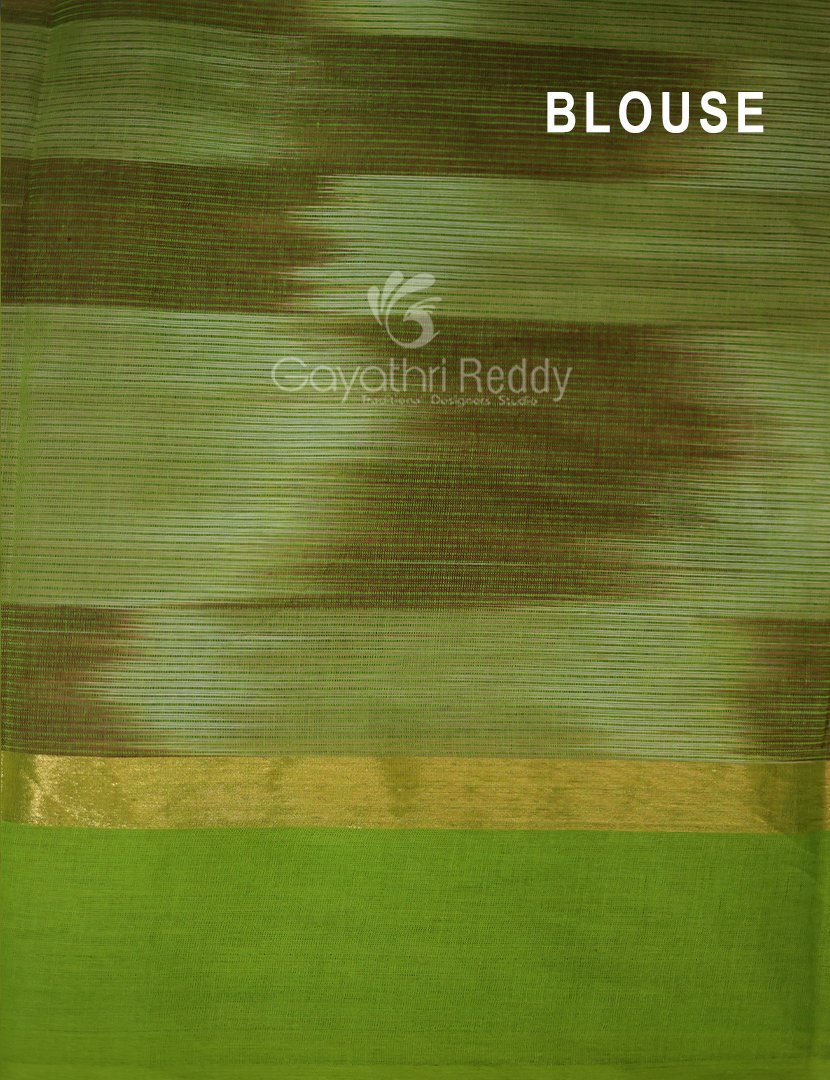 Dual Shades of Beige Mangalagiri Ikkat Cotton Saree By Gayathri Reddy Designer Studio